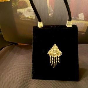 Velvet, black mini evening bag with bling❤️